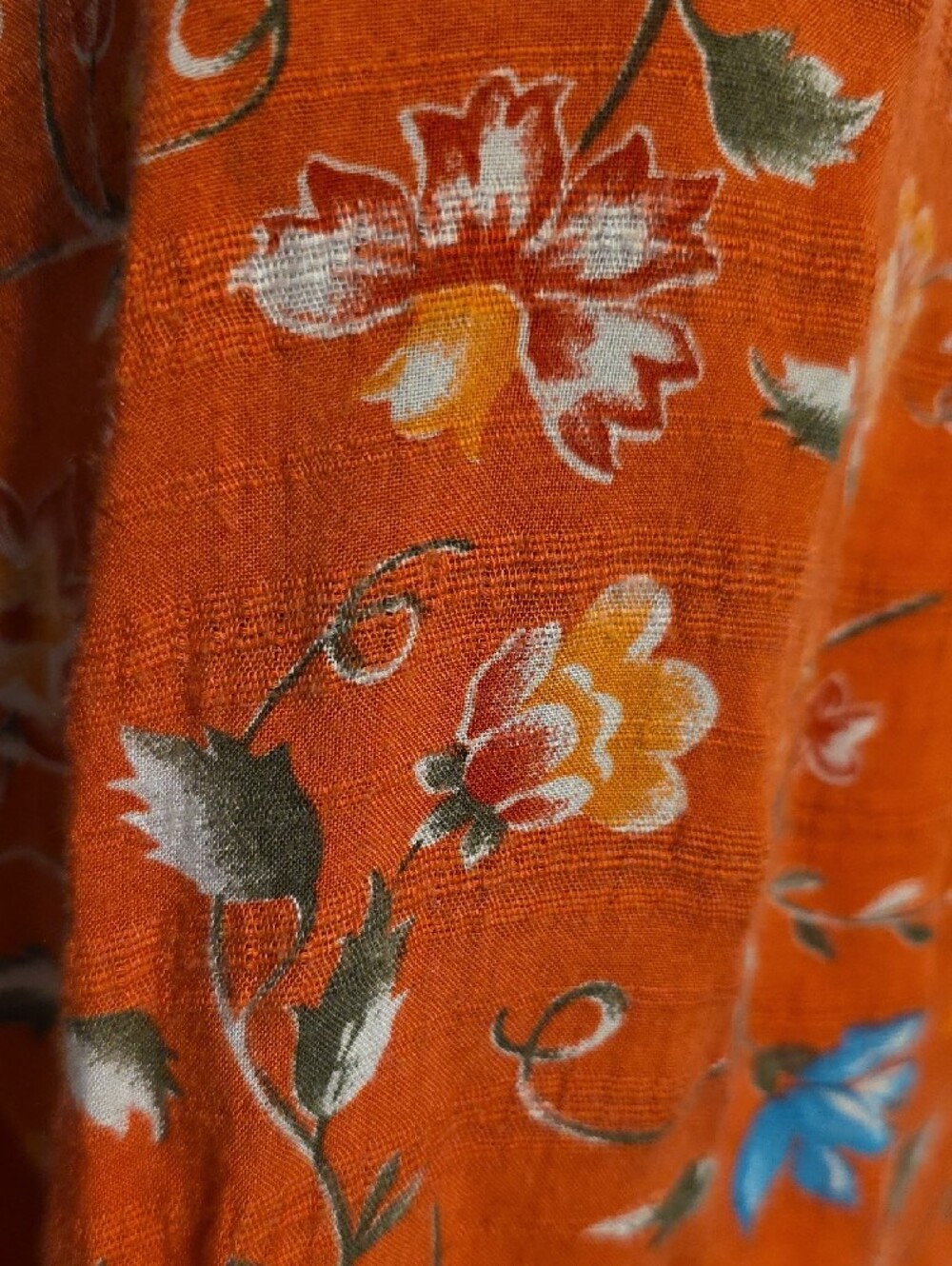 Croft & Barrow Orange Floral Peasant Blouse Smocked Neckline Size XL - Picture 4 of 8